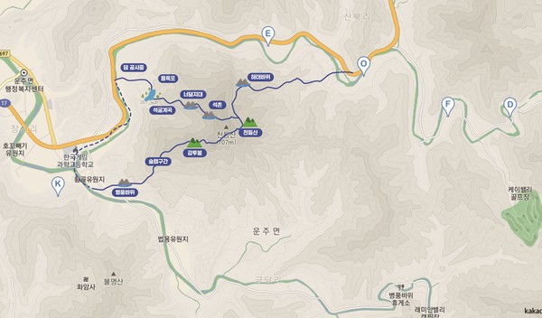 완주 천등산 개념도.