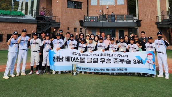 제52회 회장기 전국 초등학교 야구대회에서 3위를 차지한 해남군베이스볼클럽. 전라남도체육회 제공.