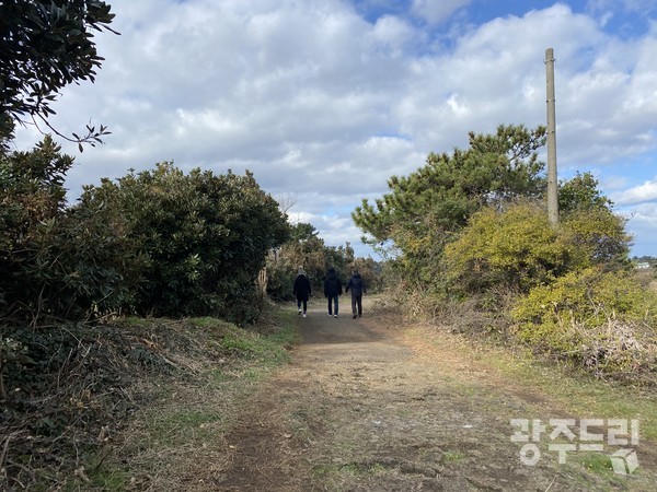 호젓한 올레길을 걷는 사람들.