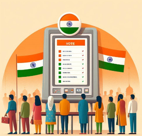 인도 전자투표 상상도 (출처 : 챗지피티에서 생성)