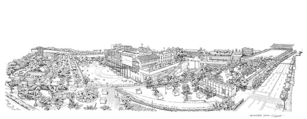 서동환 작 '국립아시아문화전당', 30x76cm, 아르쉬용지에 펜, 2024.