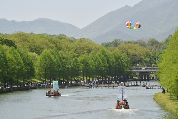 대나무 뗏목 체험