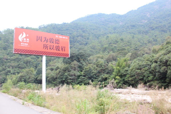 십수 년 전 동목관 입구에 세워진 광고판, 현재는 철거되고 없다. 내용은 因爲駿德, 所以駿眉 양준덕이 있었기에, 금준미가 있다. 정도로 해석하면 된다. 양준덕(梁駿德)은 금준미가 탄생시킨 동목관의 건달바(乾闥婆)라고 부르고 싶은 인물이다. 건달바의 어원은 범어로 gandharva이고, 힌두교와 불교의 상상 속의 존재이다. 여기서 파생되어 우리말 건달(乾達)이 되었다.