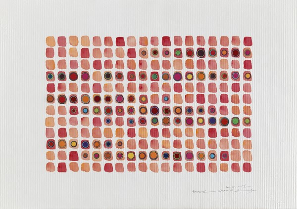 행복한 꿈으로 물들다 2025_35수제한지에 채색, 콜라주_71×50cm_2025