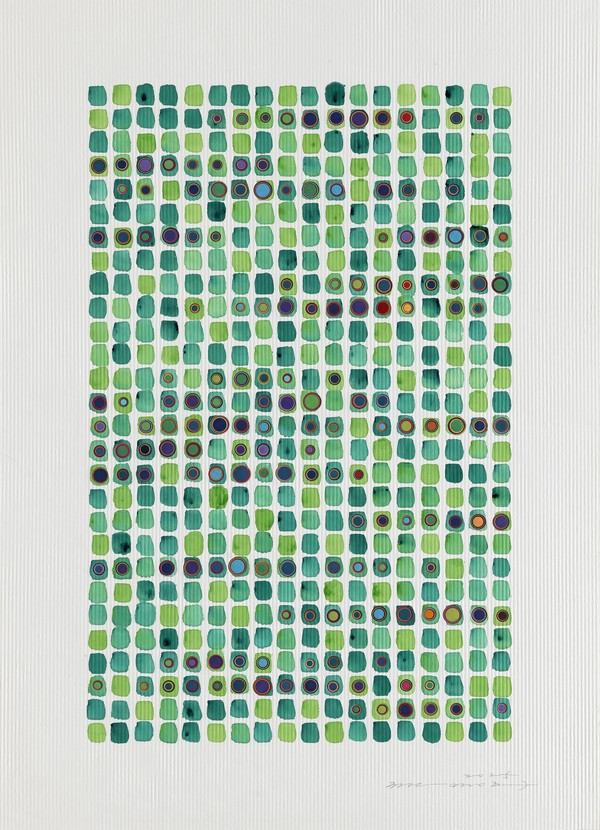 행복한 꿈으로 물들다 2025_11 수제한지에 채색,콜라주_ 98×70cm_2025