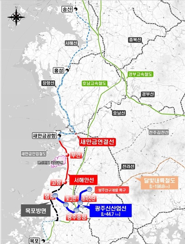 광주 신산업선 노선도. 광주시 제공.