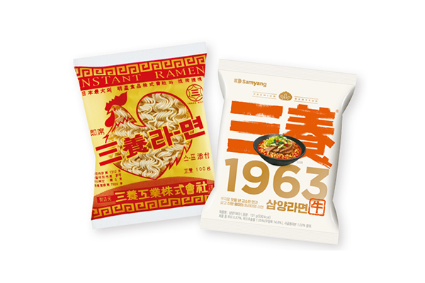 1989년 ‘공업용 우지 파동’ 당시 삼양라면(왼쪽)과 올해 새로 선보인 ‘삼양1963’.